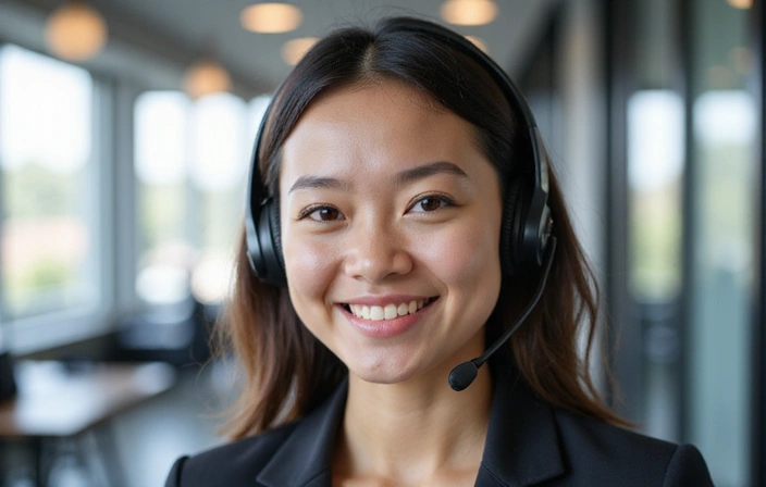 Customer service representative answering questions